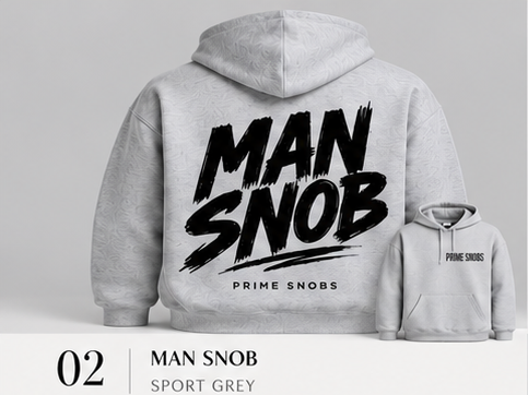 Man Snob hoodie Gildan 18500 style back design and front chest branding