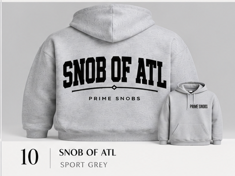 Snob of ATL hoodie Gildan 18500 style back design and front chest branding