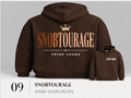 Snobtourage hoodie Gildan 18500 style back design and front chest branding
