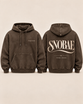 Front and back conceptual mockup of Prime Snobs Snobae hoodie